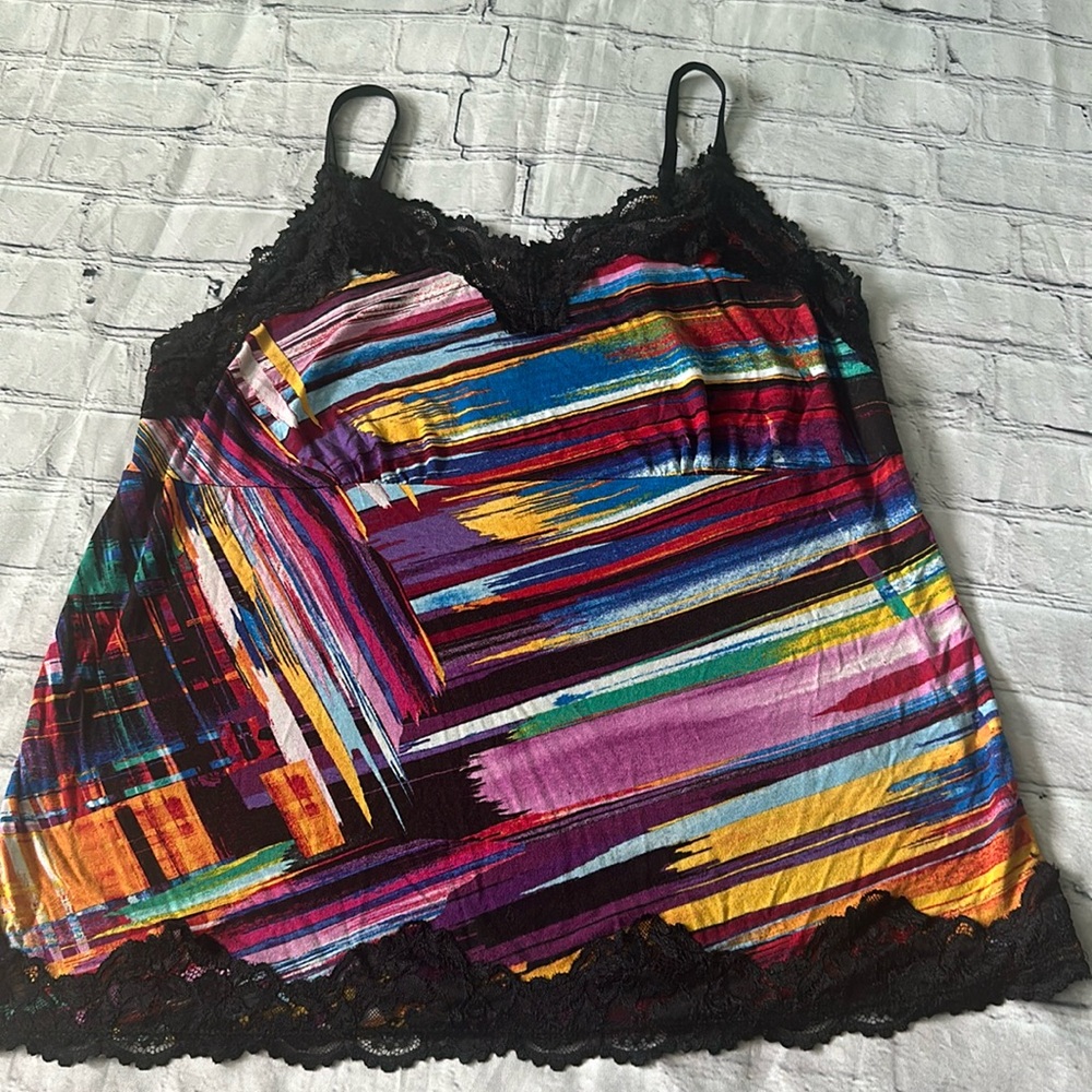 Lane Bryant Colors & Lace Tank Top